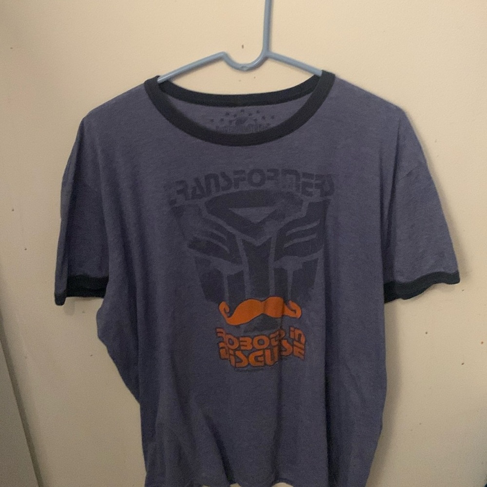 Awesome 2 tone blue Transformers Tshirt from Universal Studios SZ 2XL 55/45 🔥🔥🔥